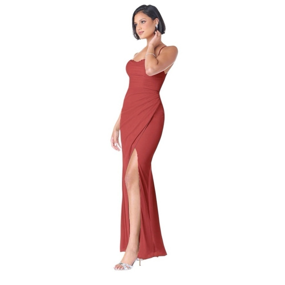 NWT AZAZIE ASHANA Rust Sheath Sweetheart Lace Mesh Dress Sm M